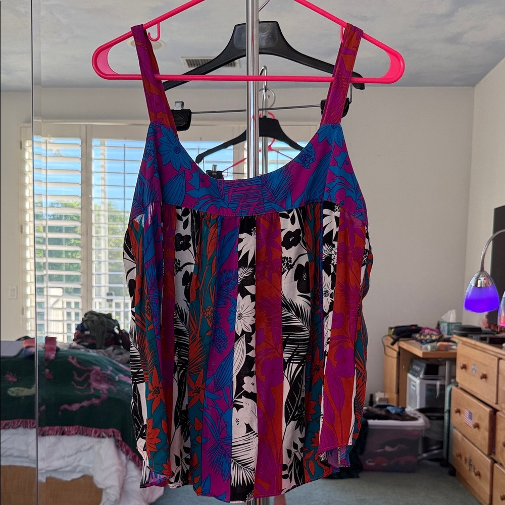 Rose & Olive Vibrant Floral Tank Top - Purple, Blue, Red, Black, White